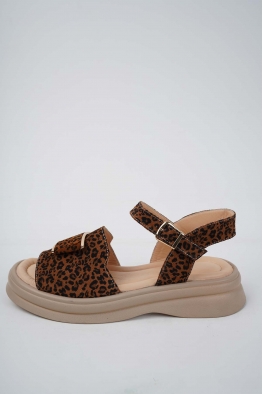 Hakiki Deri Leopar Kadın Casual Sandalet 251141504