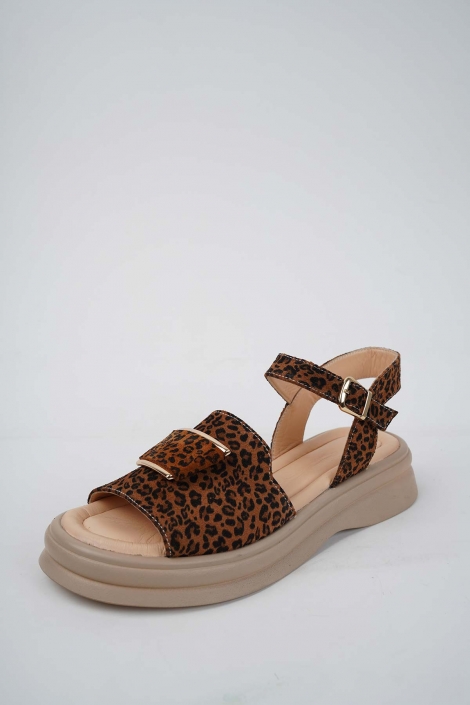 Hakiki Deri Leopar Kadın Casual Sandalet 251141504