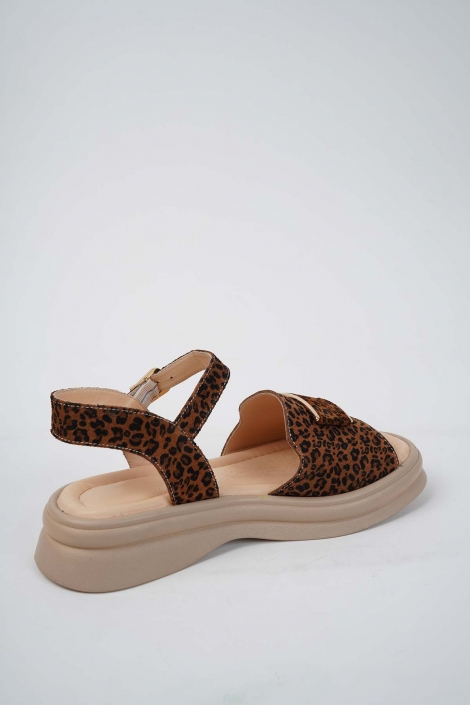 Hakiki Deri Leopar Kadın Casual Sandalet 251141504